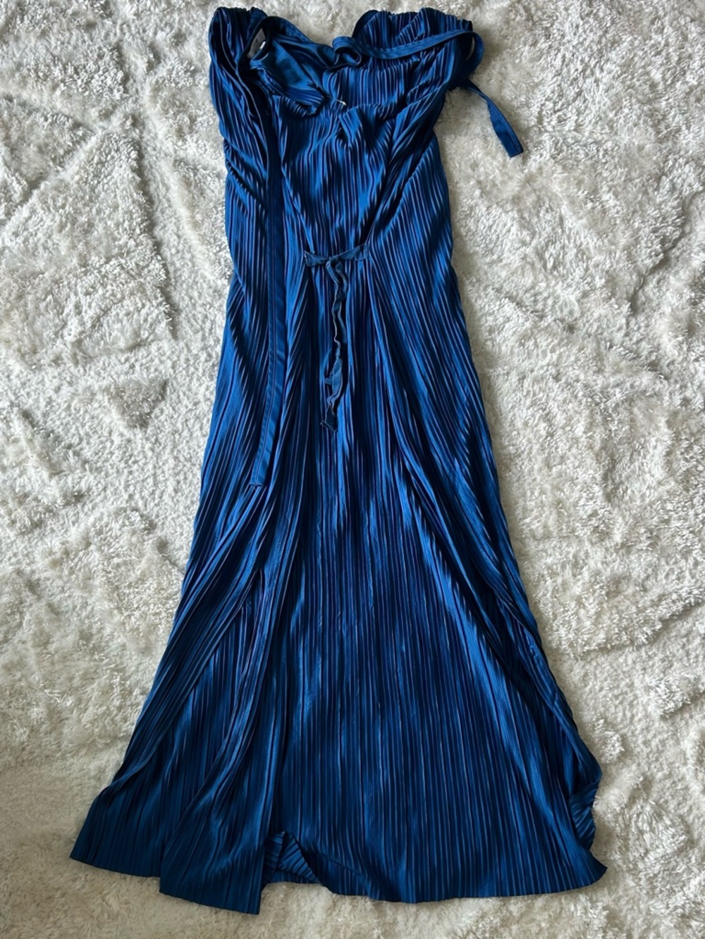 Atlein Plisse Midi Dress Sleeveless Pleated Blue - Picture 9 of 15